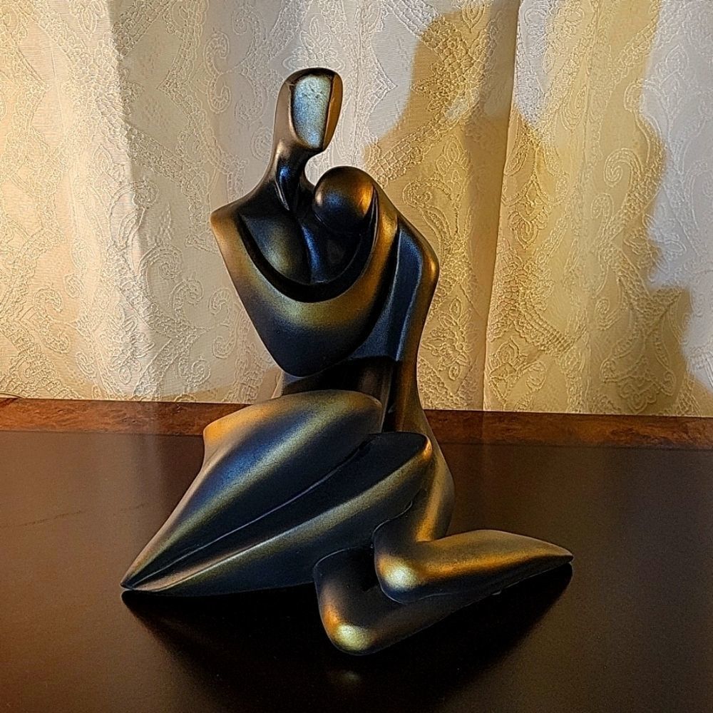 BRAND NEW WOME &MEN STATUE BRONZE ABSTRACT COUPLE LOVERS SCULPTURE ROMANCE ART - Picture 2 of 16